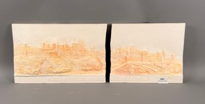 Rare maquette en relief en plâtre patiné par AZAÏS, Carcasso…