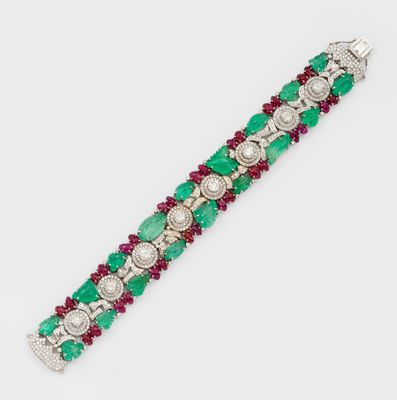 an emerald, ruby and diamond bracelet