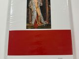 a red and white book with a picture of a woman on it