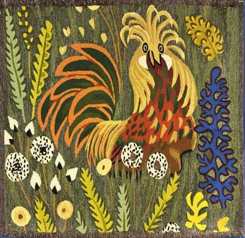 Tapisserie d’Aubusson d’après un carton de DOM ROBERT « Le coq »....