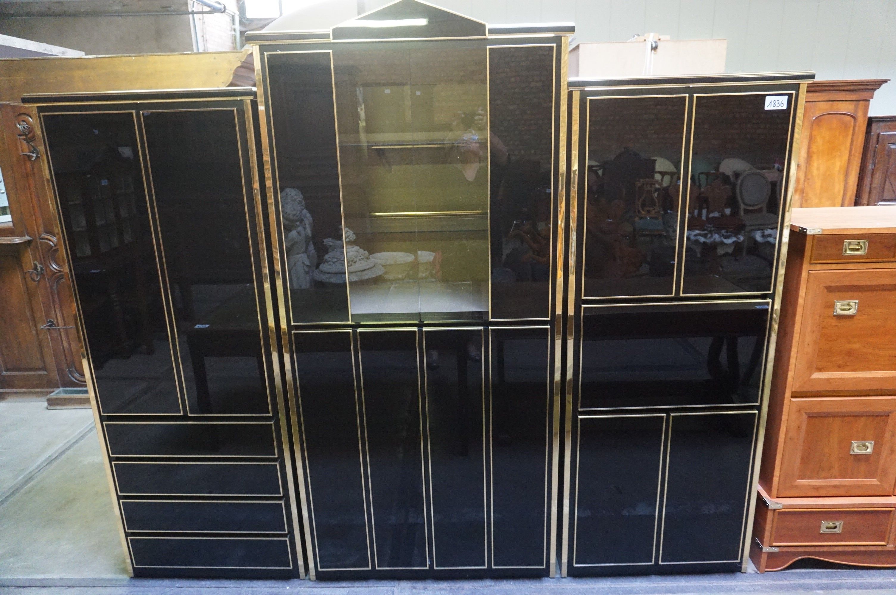 Meuble mural vintage en trois parties - finition brillante a…