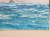 a picture of a painting of a boat in the ocean