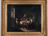 an image of a painting of a group of people sitting around a table