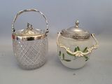 pair of silver plated ice buckets with handles and handles