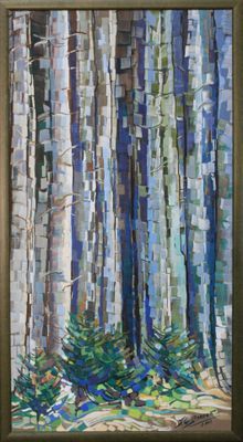a picture of a picture of a painting of a forest