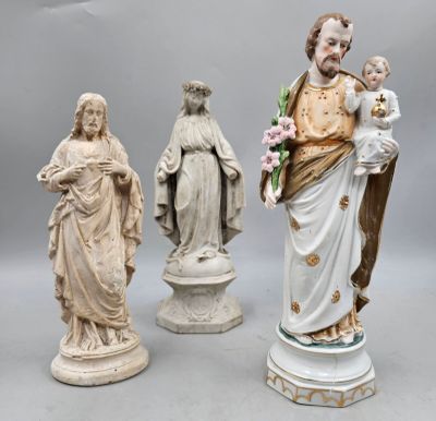 157 / G2 / Lot de trois statues religieuses : en porce… - Photo 1