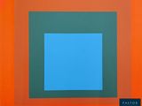 an image of an orange and green square with a blue center