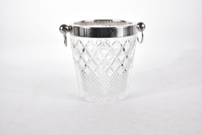 seau à glace en verre plaqué argent avec poignée