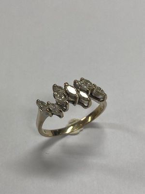 Bague EN OR Blanc Sertissant Neuf Diamants Taille Navette 3.