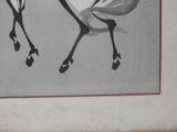 a picture of a painting of a horse running on the ground