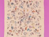 a close up of a square scarf with butterflies on it