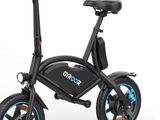 une image représentant un vélo électrique noir et bleu sur fond blanc