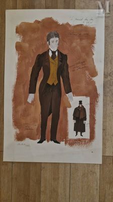 un dessin représentant un homme en costume-cravate accroché au mur