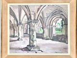 painting of a painting of an old building with columns and arches