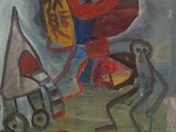 an image of a painting of a bird and a bird with a kite