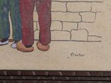 a painting of two men standing next to each other