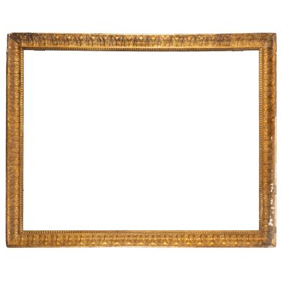 an old gold picture frame with a white background