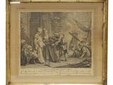 un dessin représentant un groupe de personnes rassemblées autour d'un bâtiment