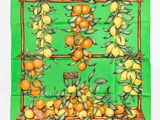 une image représentant une écharpe verte ornée d'oranges