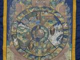 une image représentant une tapisserie sur laquelle figure la roue de la vie
