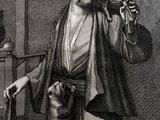 dessin en noir et blanc représentant un homme avec un chien et un chat