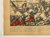 a drawing of a military battle with men on horses