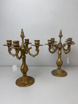 paire de candélabres anciens en laiton