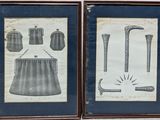 deux photos encadrées représentant différents types d'outils, accrochées au mur