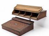 an image of a wooden desk with a drawer on top of it