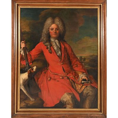a painting of a man in a red coat holding a gun