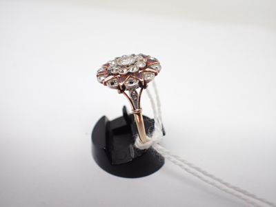 Bague en or, diamants TA. et pierres, poids 3,8gr, TDD55,5 (restaurati - Photo 1