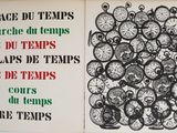 a book with a picture of a bunch of clocks on it