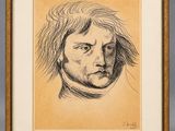 un dessin en noir et blanc représentant un homme aux cheveux longs