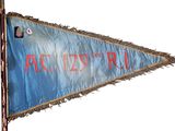 a blue and red pennant with the word acu on it