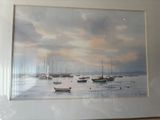 a picture of a painting of boats in the water