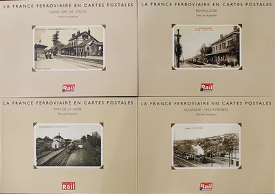 plusieurs anciennes cartes postales représentant une gare avec un train qui arrive sur les voies