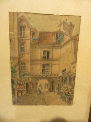 une photo d'une photo représentant une scène de rue, dans un cadre
