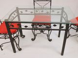 a glass table with four chairs and a glass top