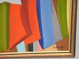 a picture of a painting of clothes hanging on a clothes line