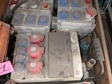 many different types of electrical equipment on a shelf