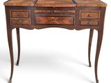 an image of a wooden desk with drawers and drawers on it