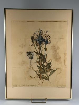 Brigitte COUDRAIN (Née en 1934) "Fleurs façon herbier".