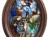 an image of a picture of a nativity scene with angels and cats