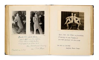 an open book with pictures of men and women on it