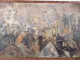 an image of a painting of a cityscape with buildings in the background