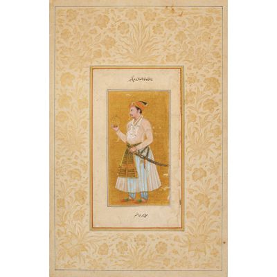 un tableau représentant un homme tenant un panier à la main
