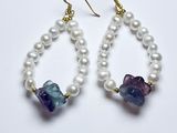 boucles d'oreilles en perles et améthorate avec des crochets plaqués or