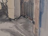 dessin représentant un homme assis sur une chaise dans une pièce
