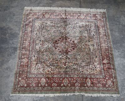 INDE Tapis de soie à fond beige 185 x 186 cm