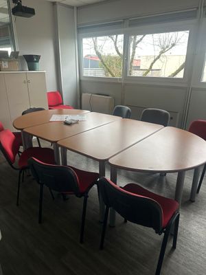 table de réunion imitation bois lamifié 4 éléments - Photo 1